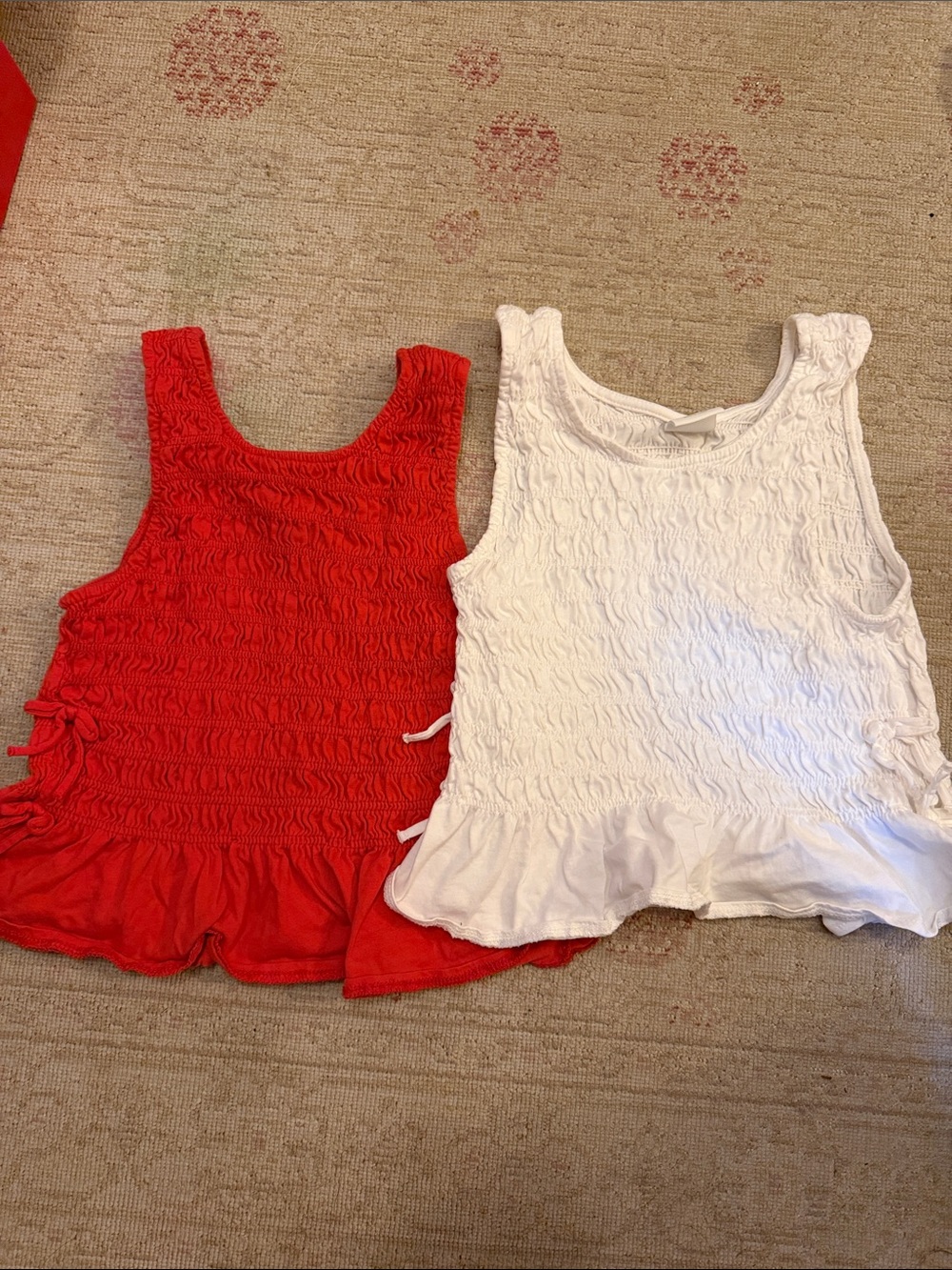 Zara Girls Ruffle Tank Tops red and White. Size 11-12